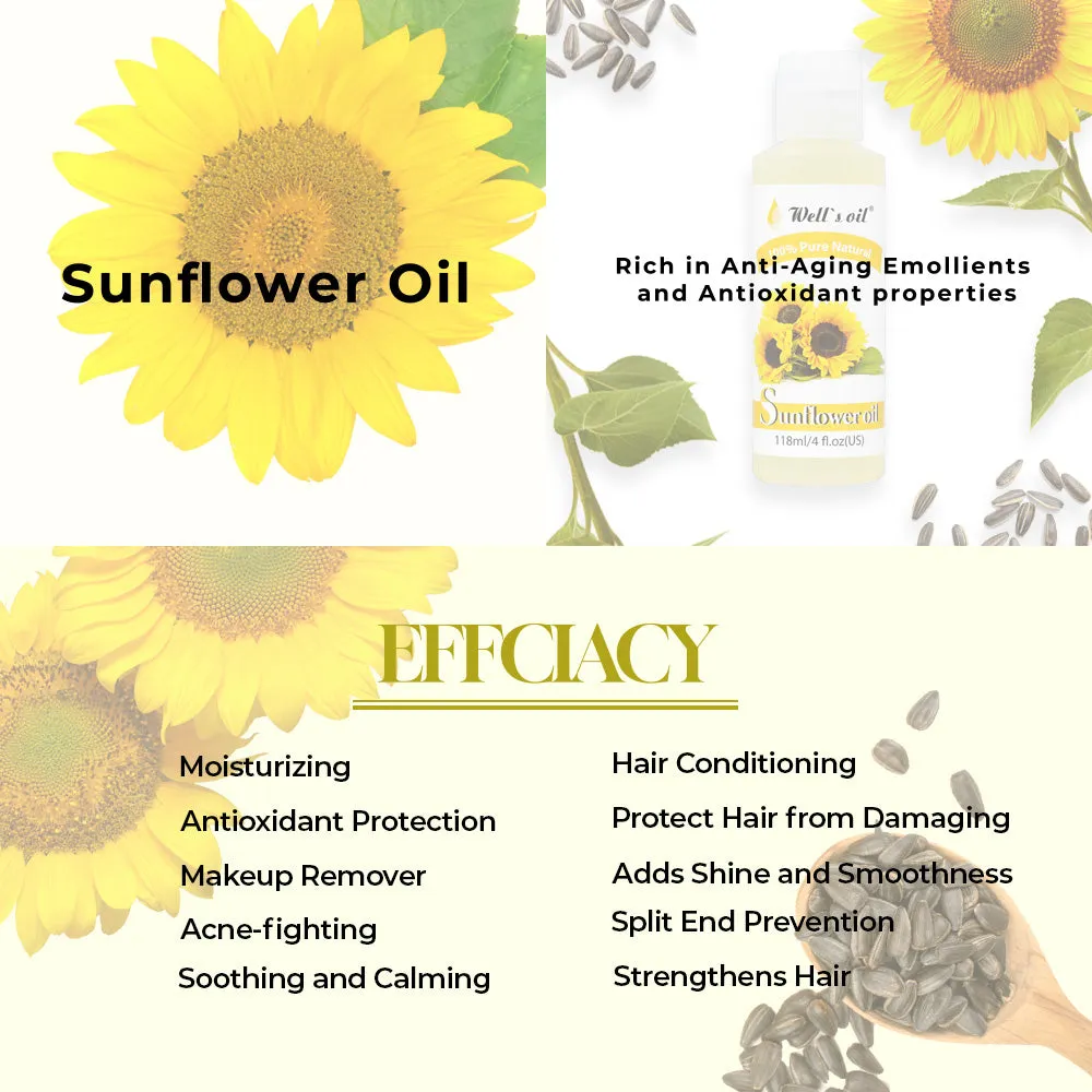 100% Pure Natural Carrier Oil 4oz Sunflower