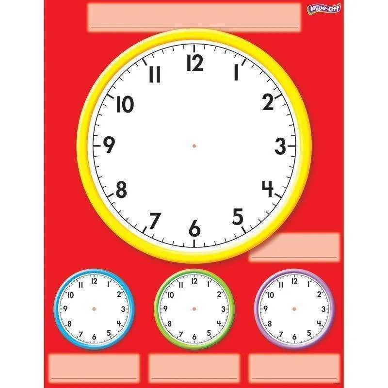 (12 Ea) Clocks Wipe Off Chart 17 X22