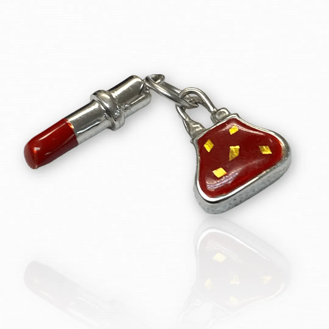 14k Gold Red Lipstick and Purse Charms