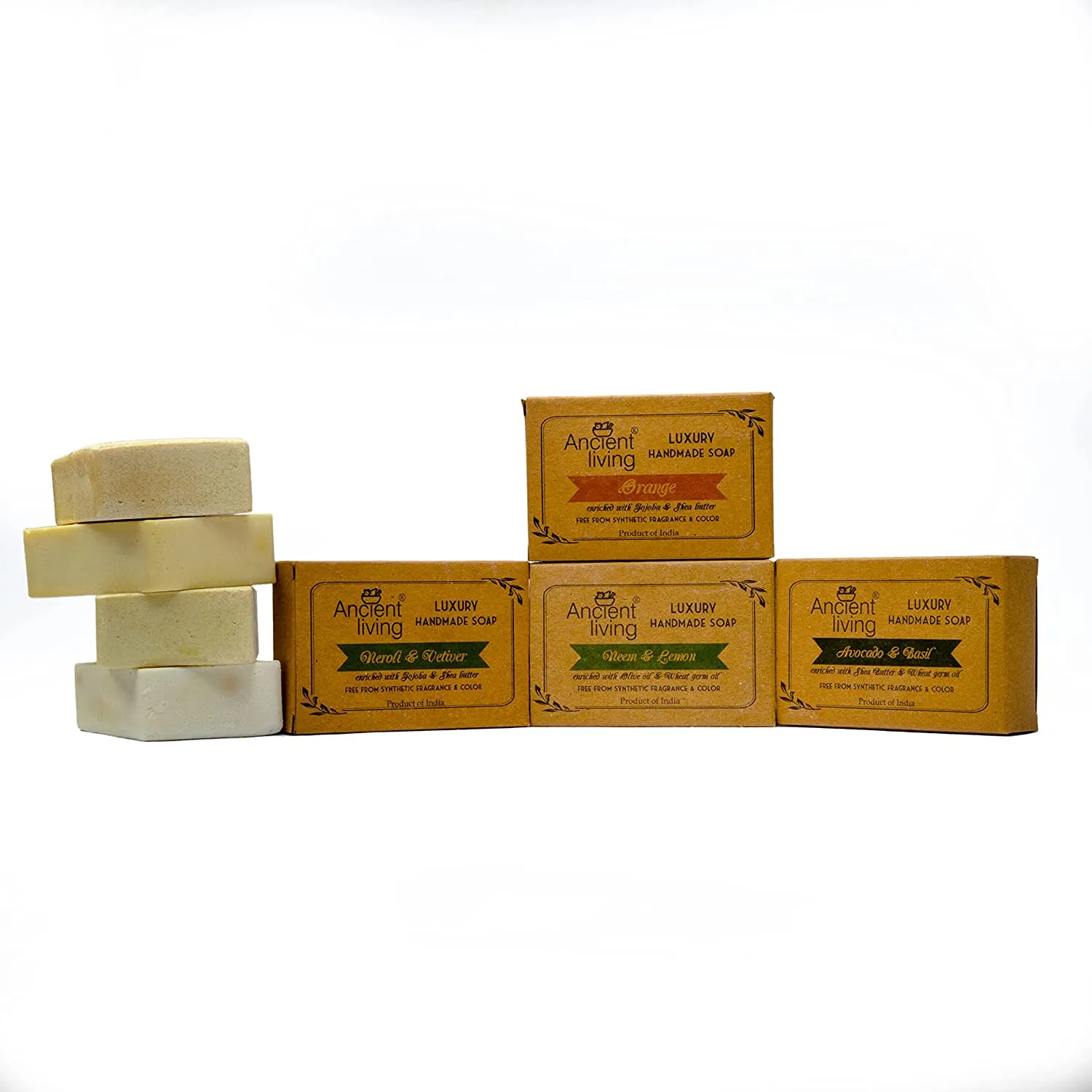 Ancient Living Moisturizing White Bathing Bars - 4 Soaps - 100 gm Each