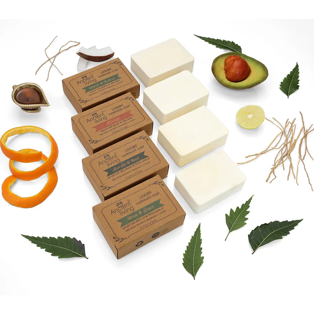 Ancient Living Moisturizing White Bathing Bars - 4 Soaps - 100 gm Each