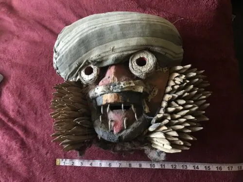 Antique African Art Handmade Tribal Ceremonial Mask From The Ivory Coast