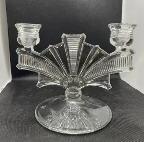 Art Deco Pressed Glass Candlestick