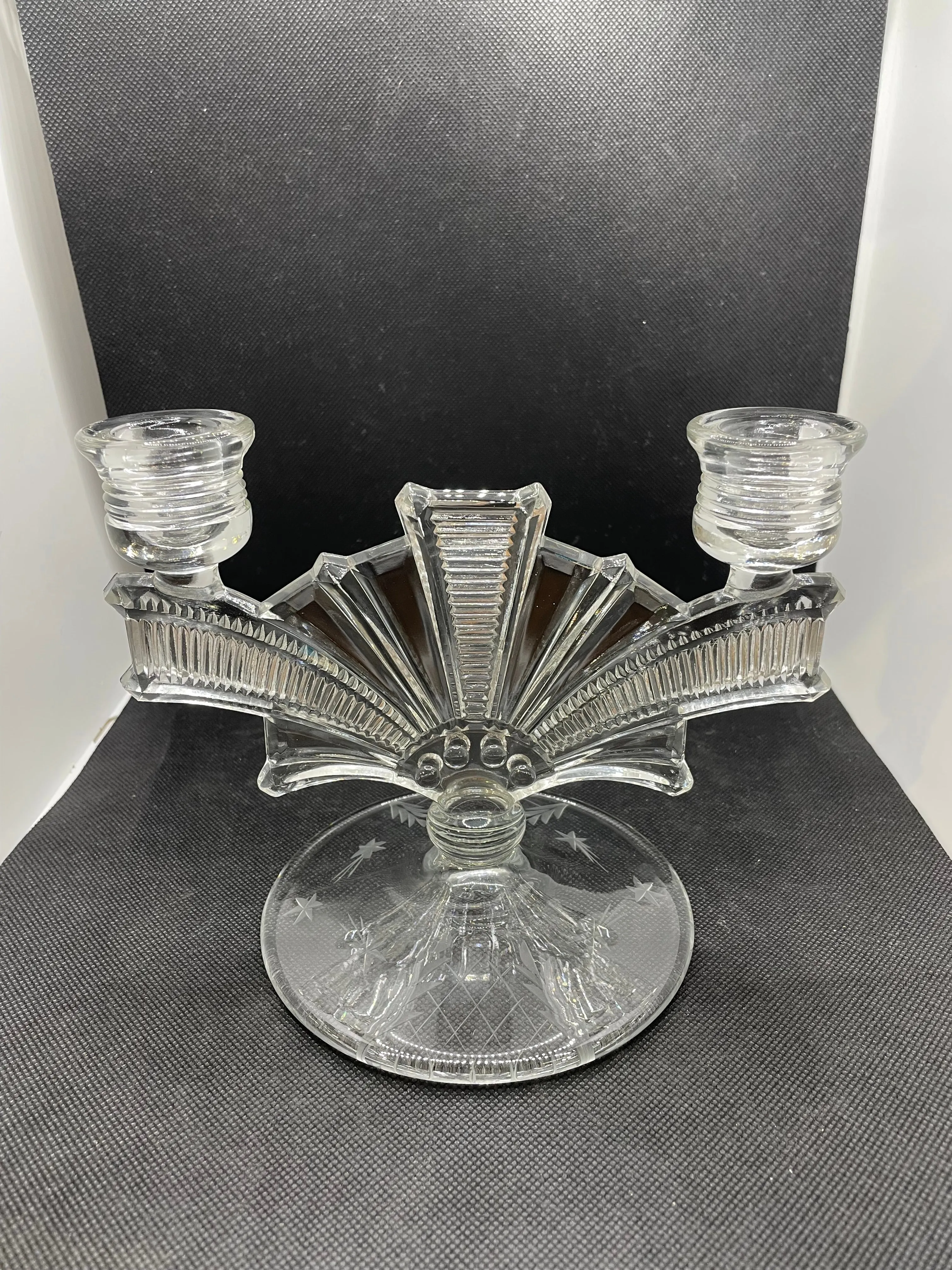 Art Deco Pressed Glass Candlestick