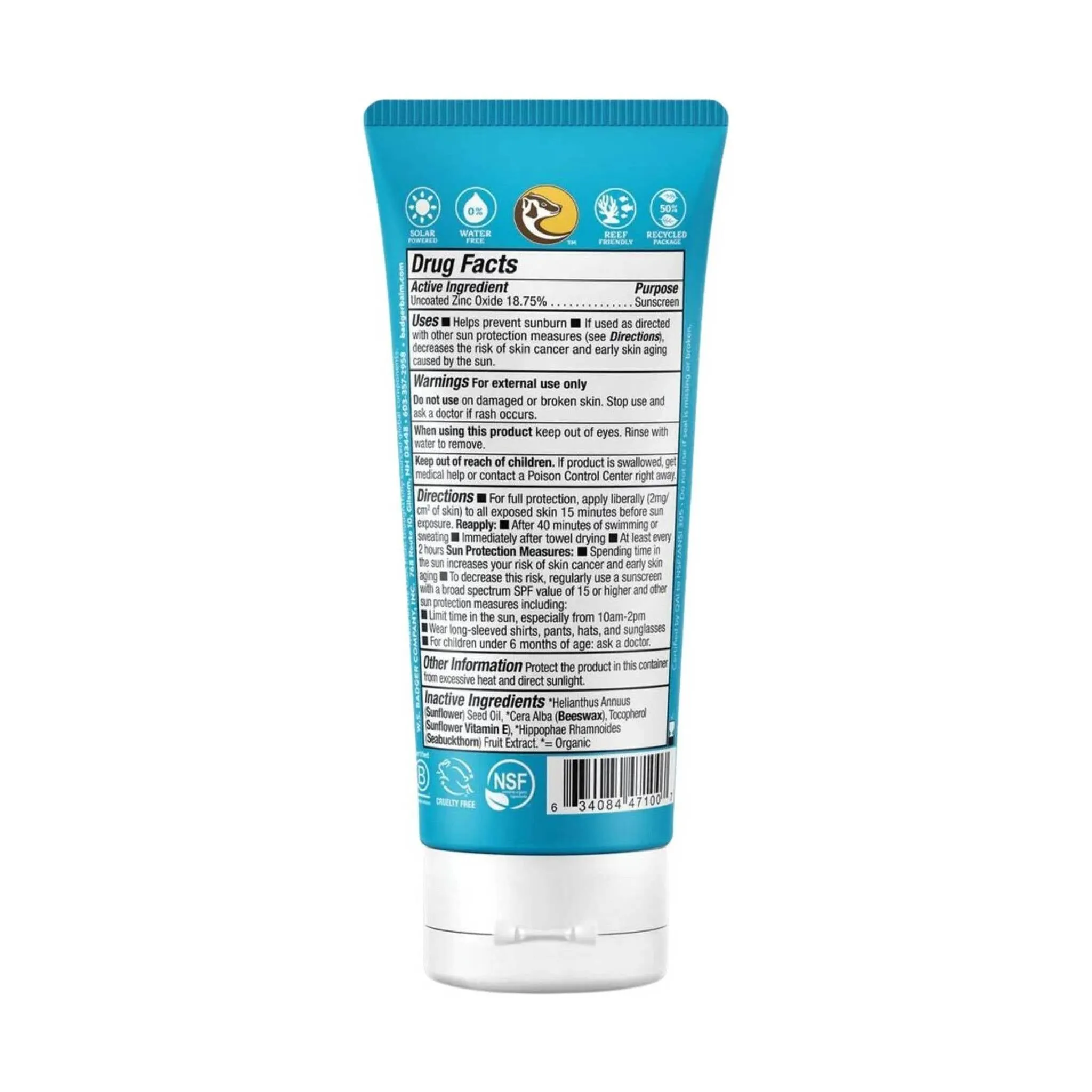 Badger Active Mineral Sunscreen Cream SPF 30