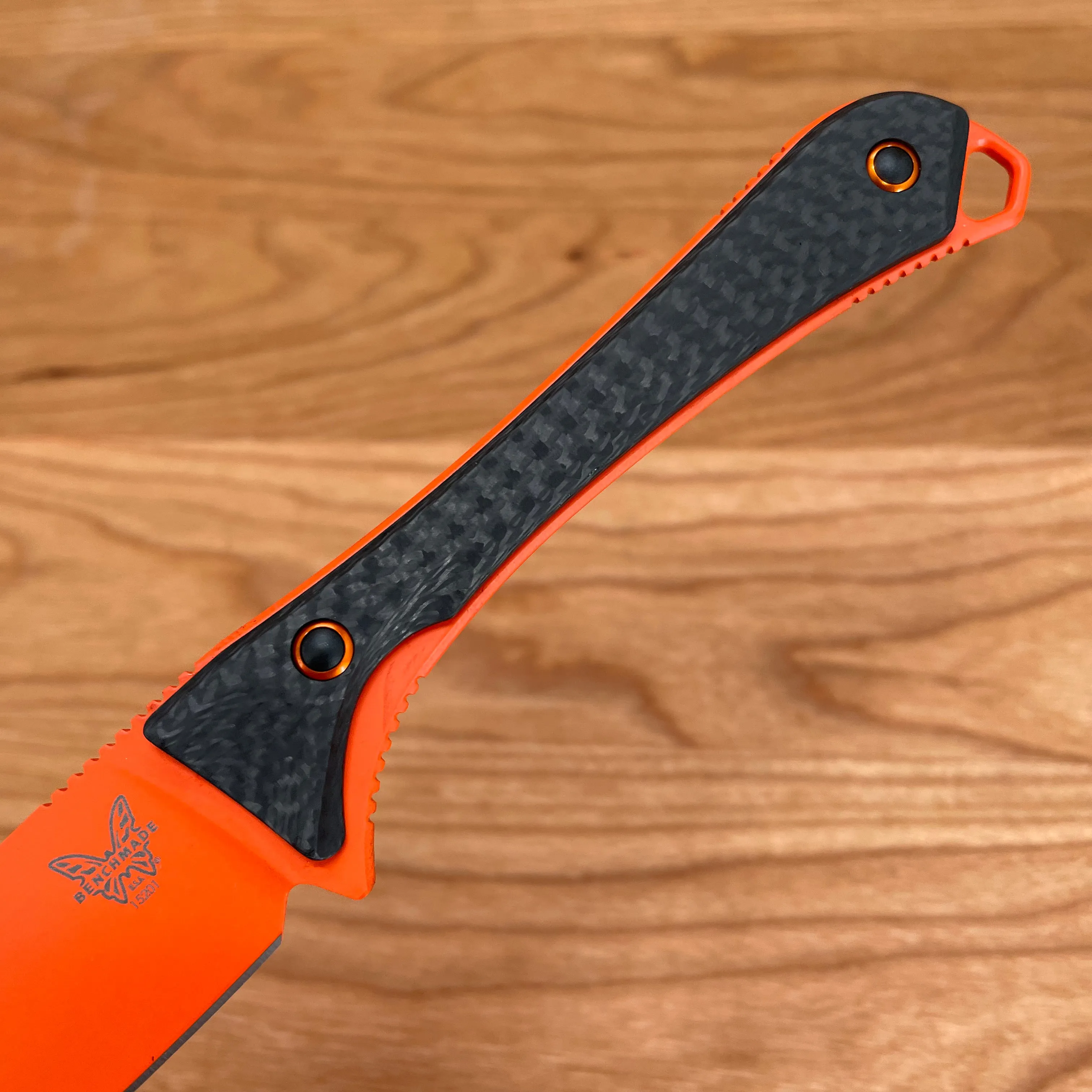 Benchmade 15201OR Altitude 3" Drop Point CPM-S90V Fixed Blade Orange Cerakote Carbon Fiber Handle with Sheath