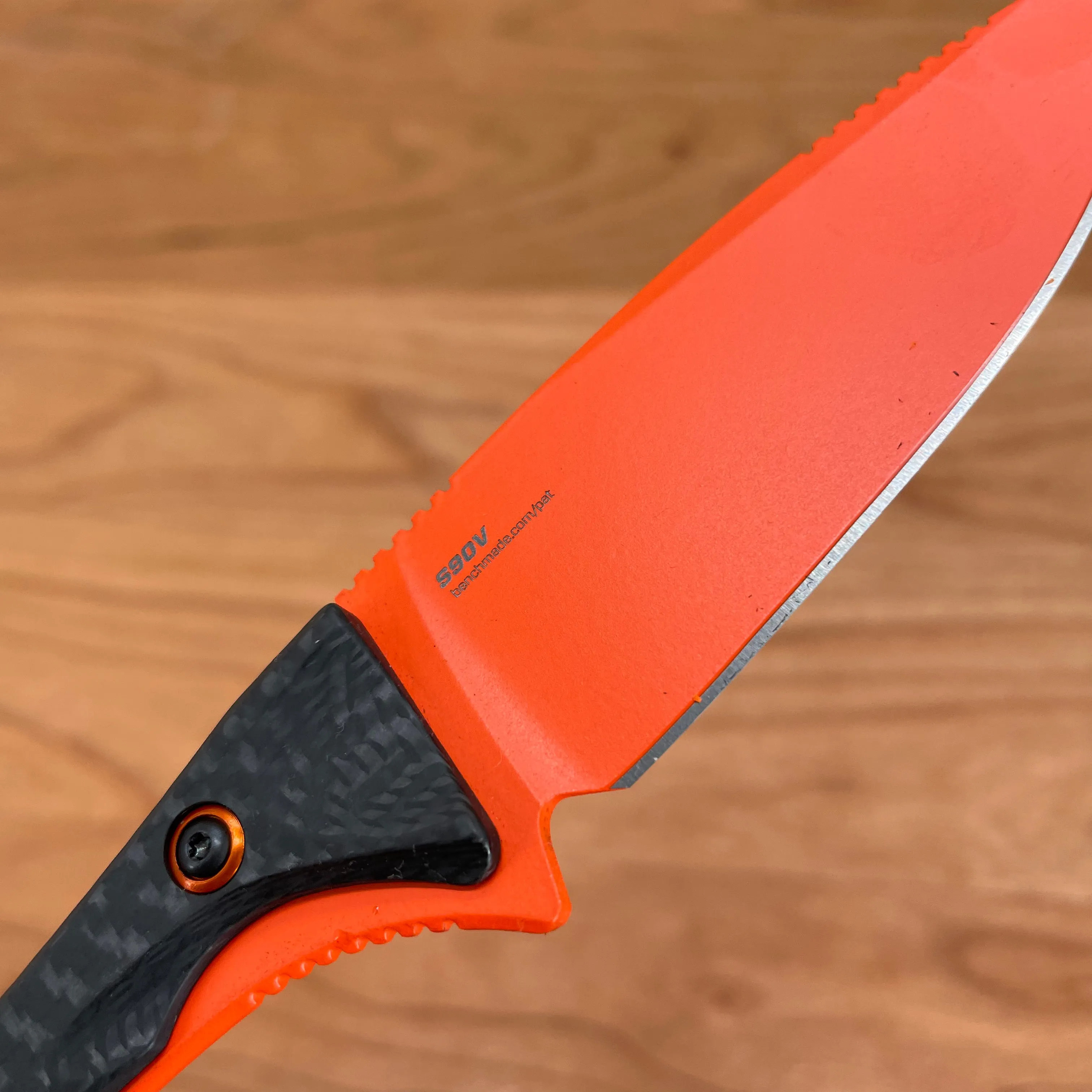 Benchmade 15201OR Altitude 3" Drop Point CPM-S90V Fixed Blade Orange Cerakote Carbon Fiber Handle with Sheath