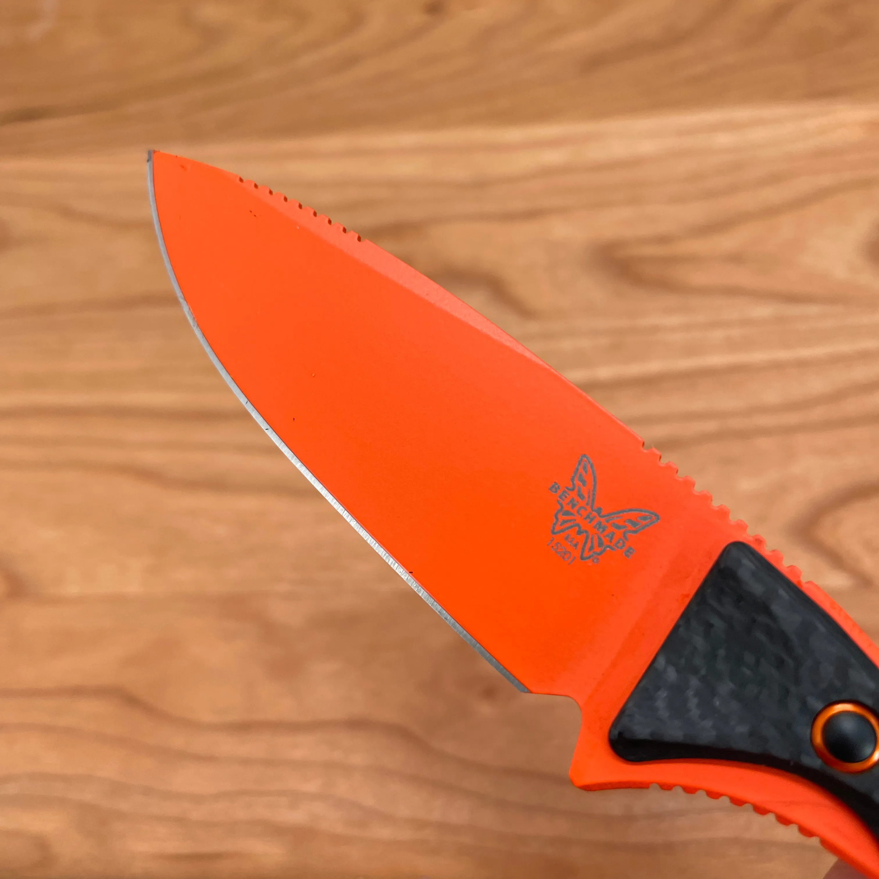 Benchmade 15201OR Altitude 3" Drop Point CPM-S90V Fixed Blade Orange Cerakote Carbon Fiber Handle with Sheath