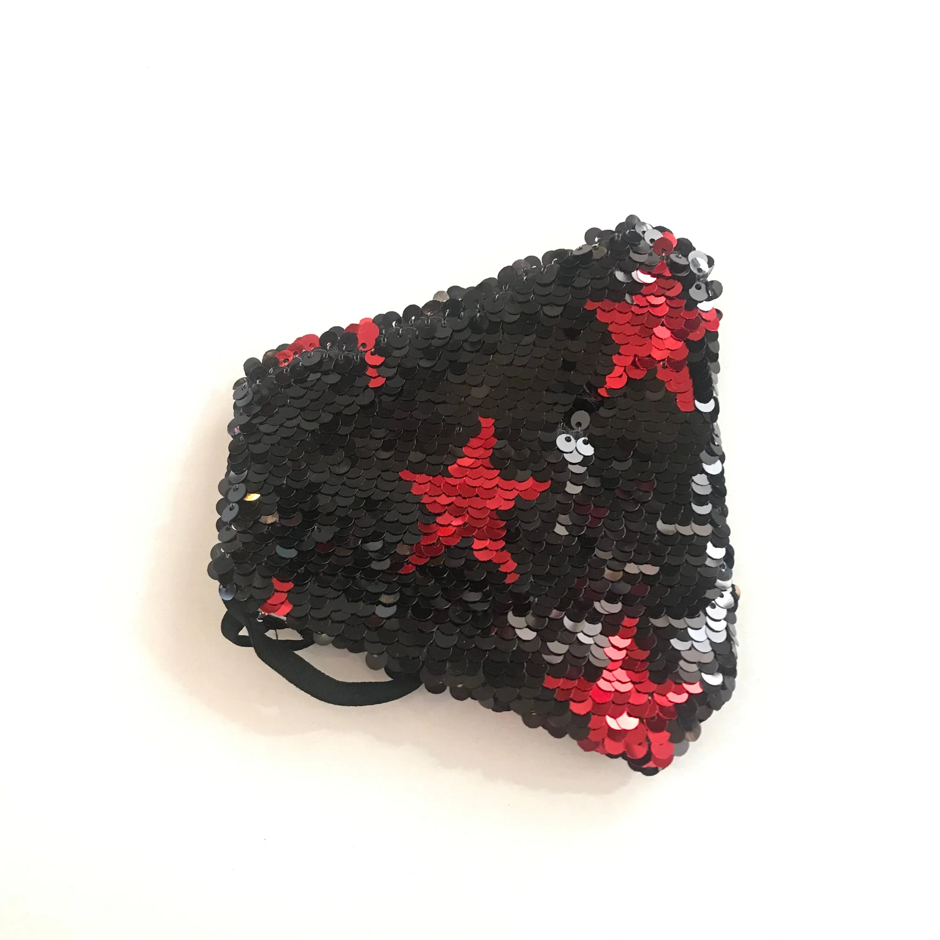 Black and Red Star Sequin Face Mask