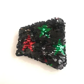 Black and Red/Green Star Sequin Face Mask