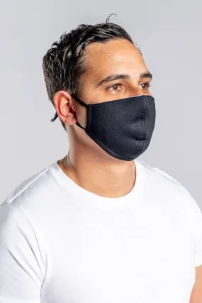 Black Combed Cotton Premium Fitted Adults 4 Layer Reusable Face Mask (including 2 Filters)