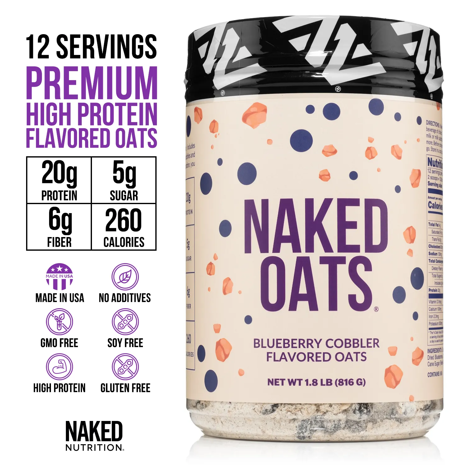 Blueberry Cobbler Protein Oats | Naked Oats