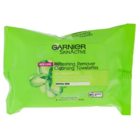 Clean Refreshing Remover Cleansing Towelettes by Garnier for Unisex - 25 Count Towelettes