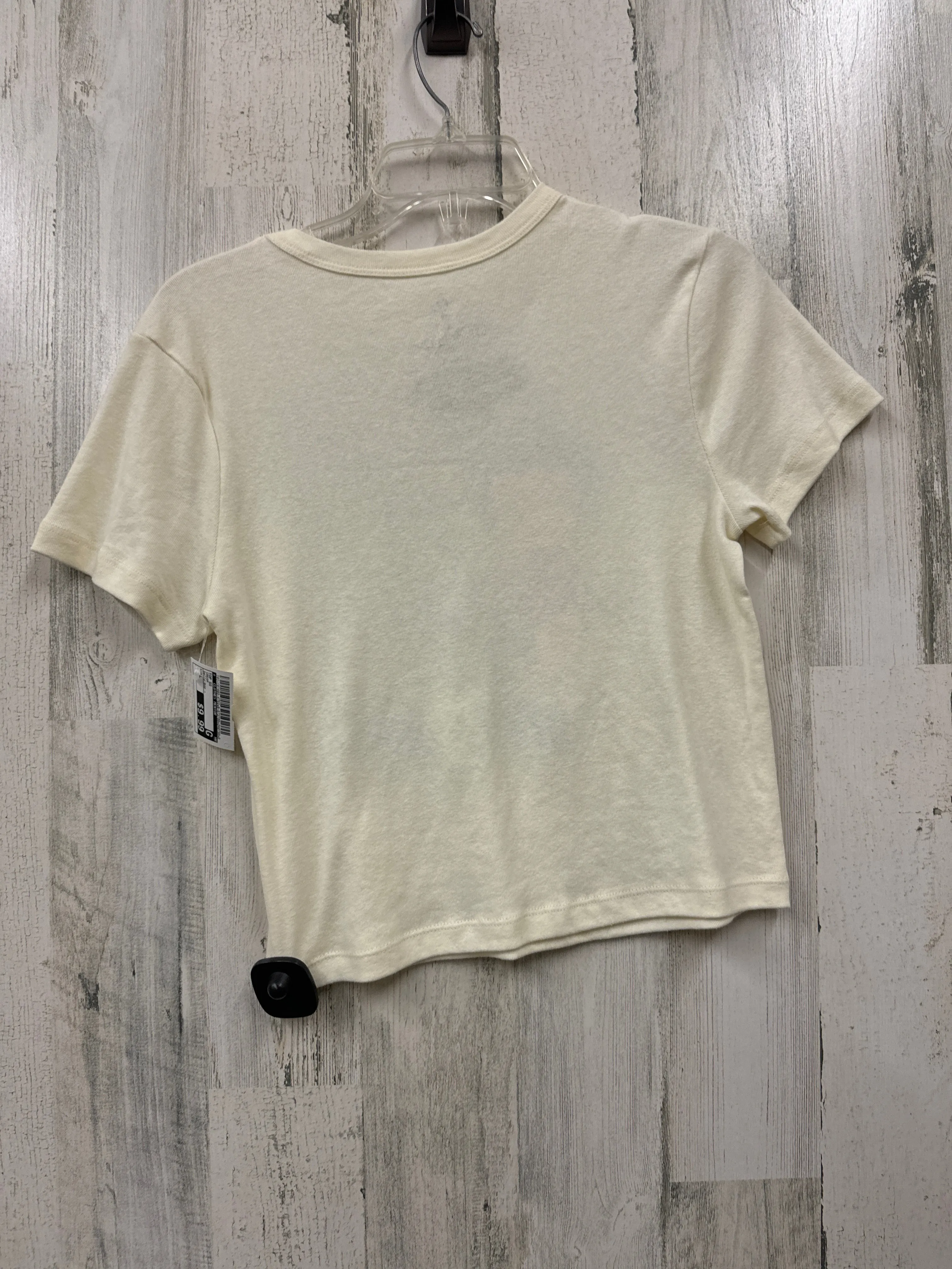 Cream Top Short Sleeve Clothes Mentor, Size L