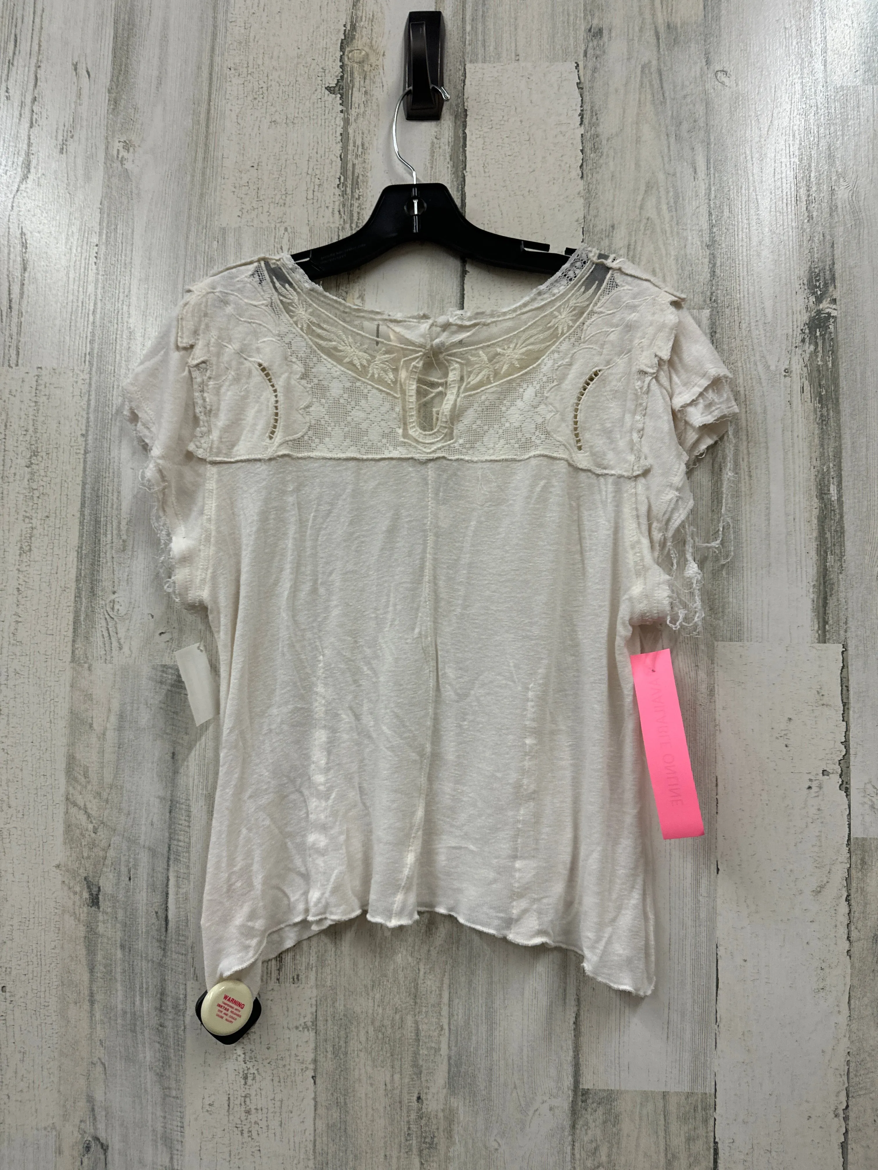 Cream Top Short Sleeve Free People, Size L