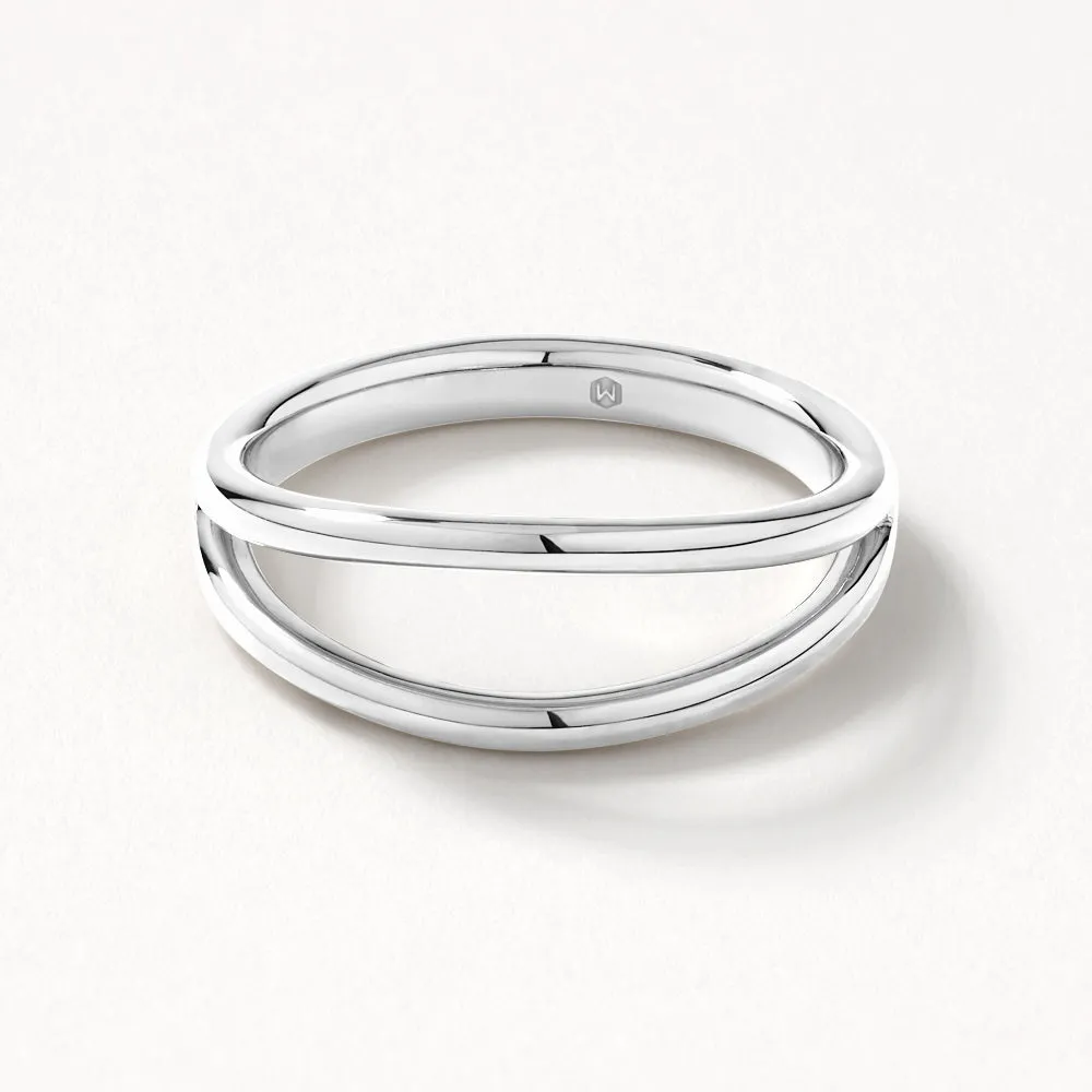 Double Band Split Ring in Silver