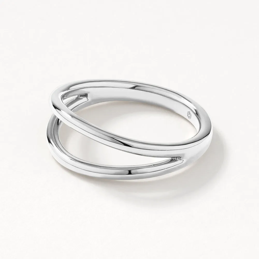 Double Band Split Ring in Silver