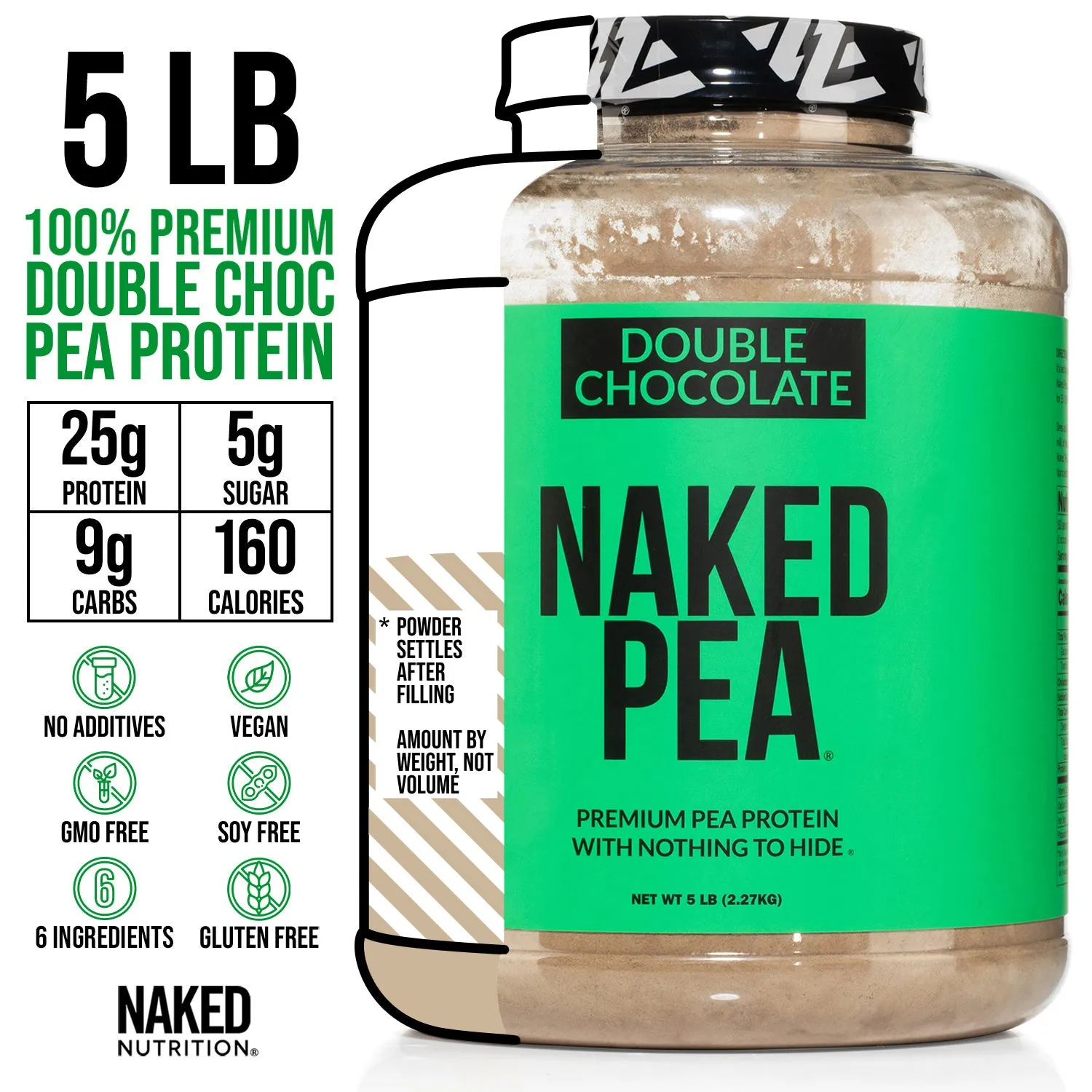 Double Chocolate Pea Protein Powder | Naked Pea - 5LB