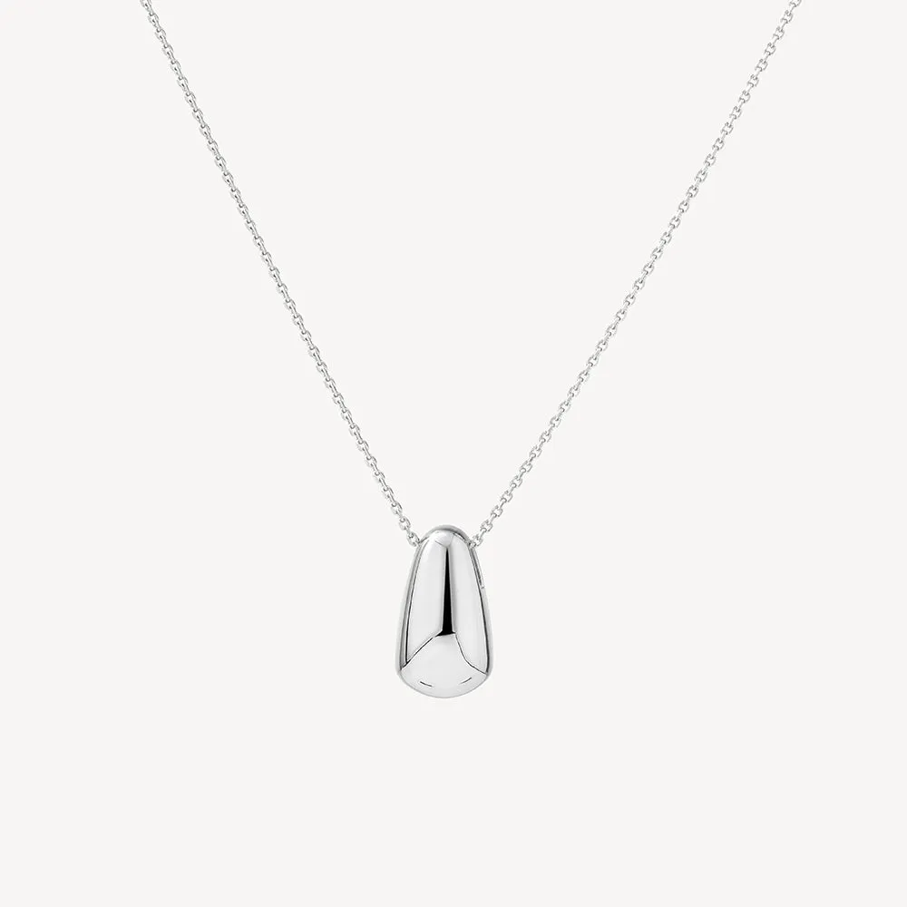 Drop Dome Pendant Necklace in Silver