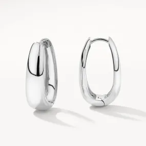 Elongated Dome Hoops in Silver