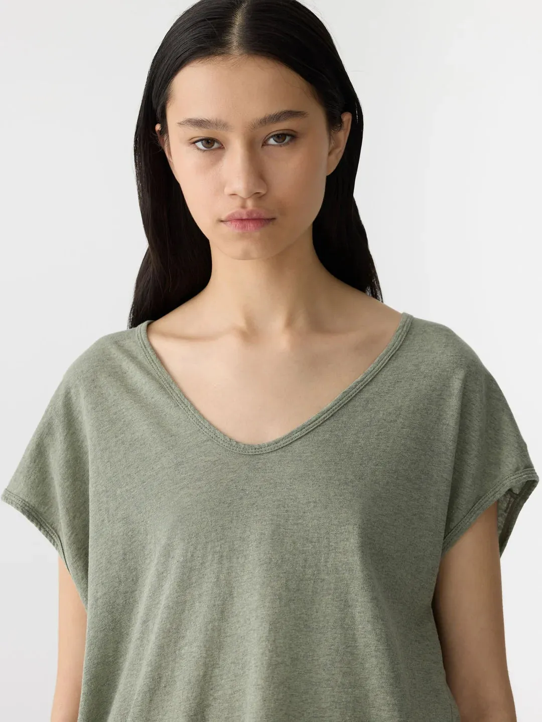 Fine Bind Scoop Neck Tank - Sage Marl