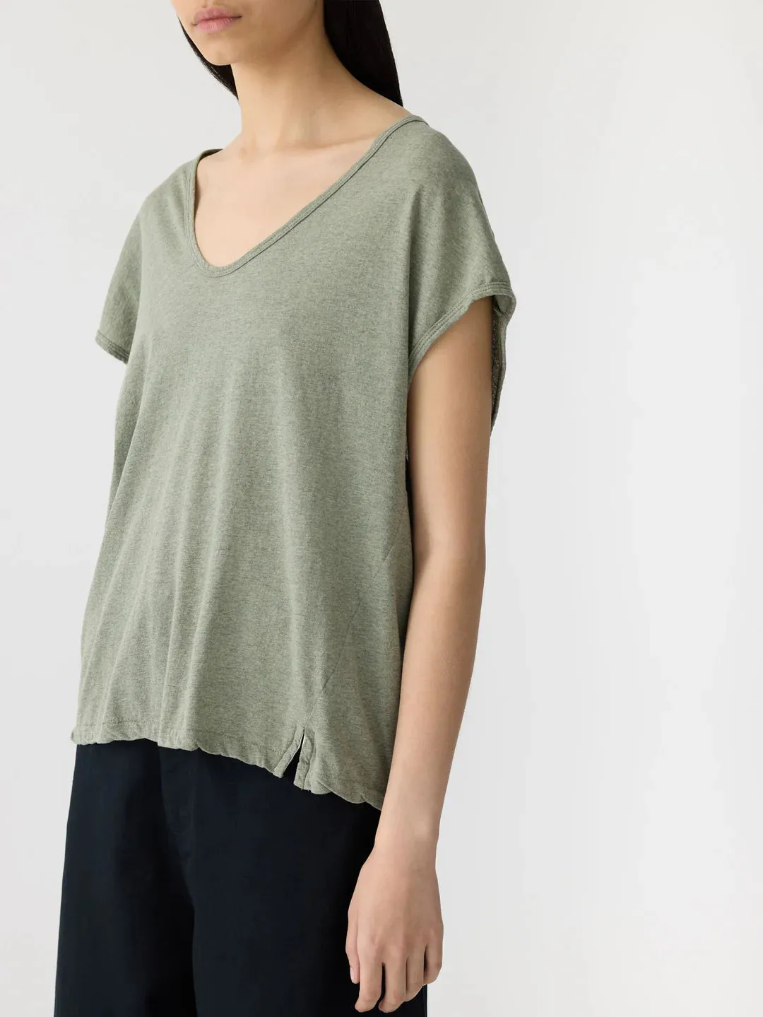 Fine Bind Scoop Neck Tank - Sage Marl