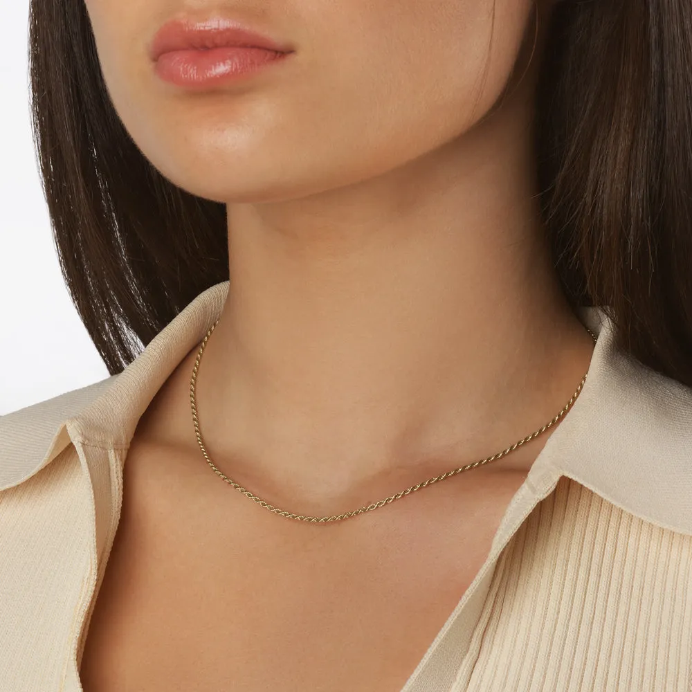 Fine Rope Chain Necklace in Gold