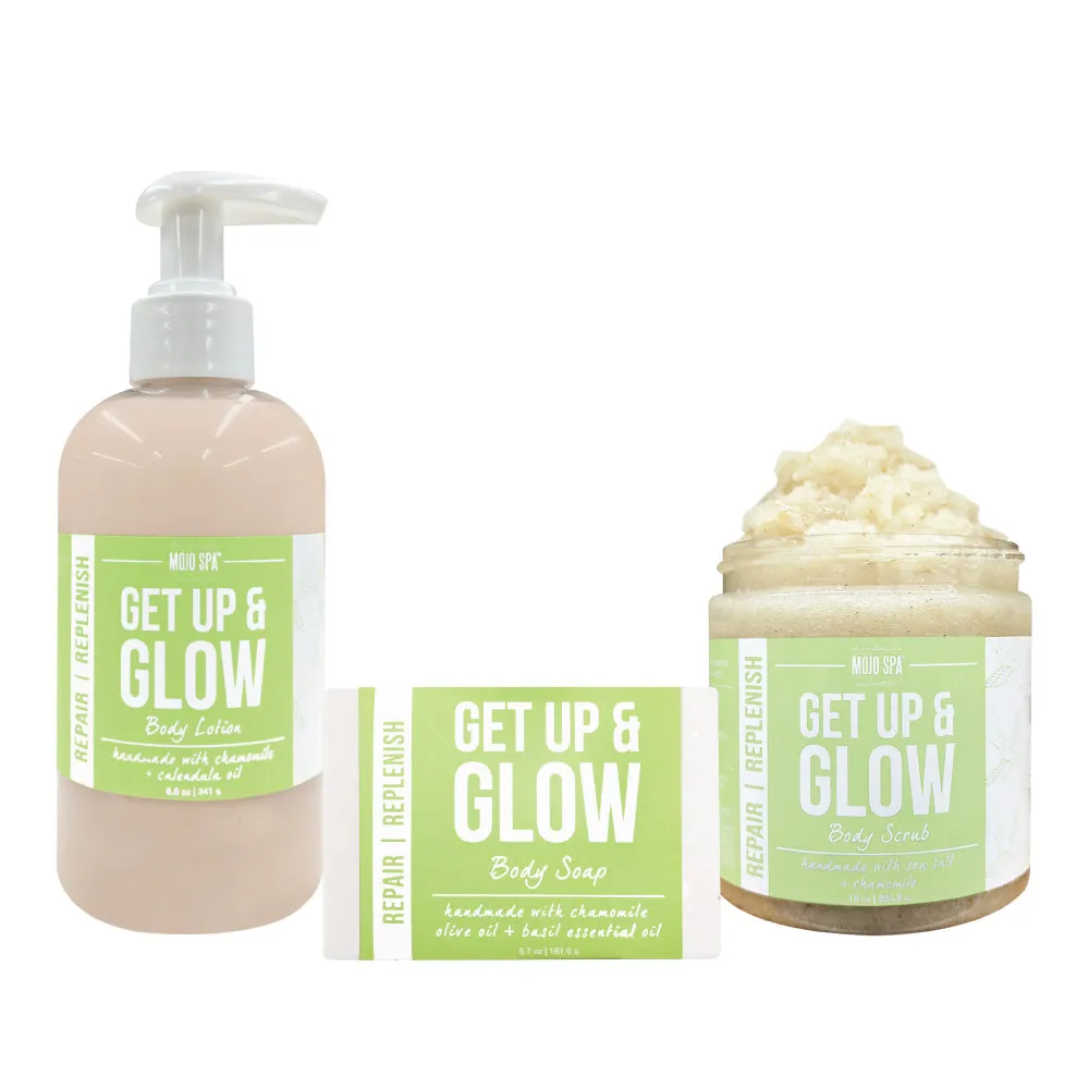 Get Up & Glow Scrub, Lotion & Soap Gift Set