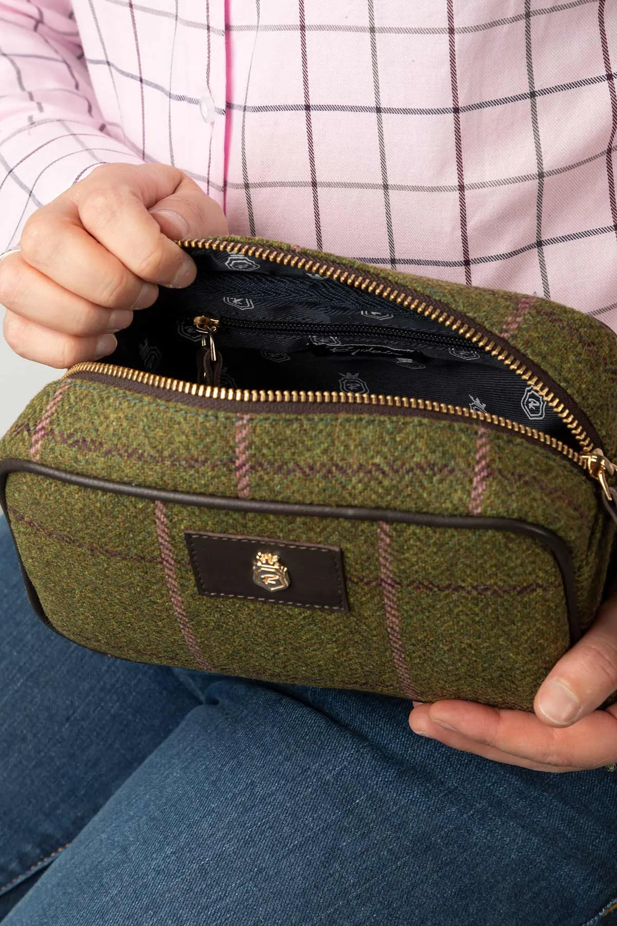 Large Tweed Makeup Bag - Helmsley