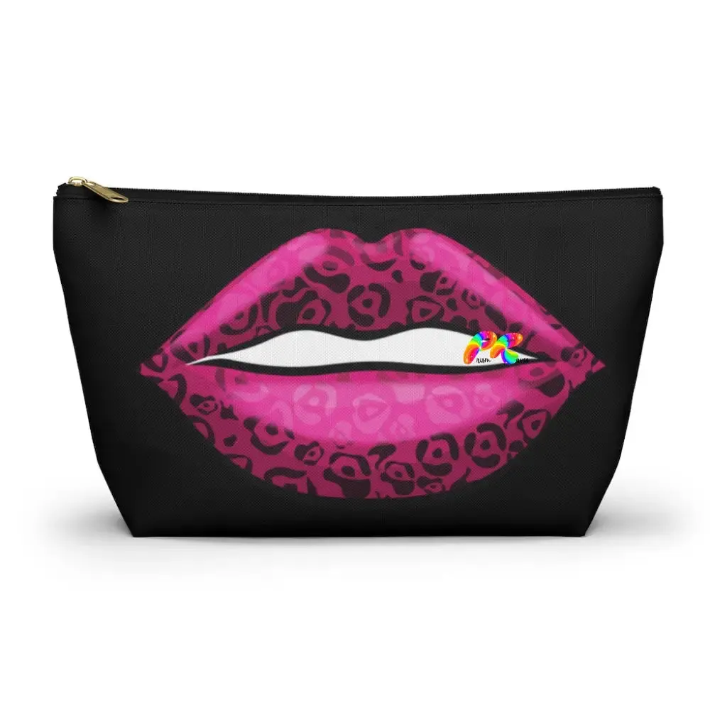 Leopard Print Lips Makeup Bag