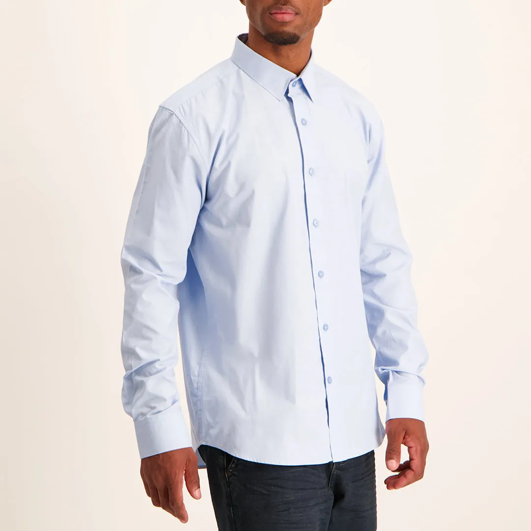 MENS ZAFF POWDER BLUE L/S SLIMFIT CORE SHIRT