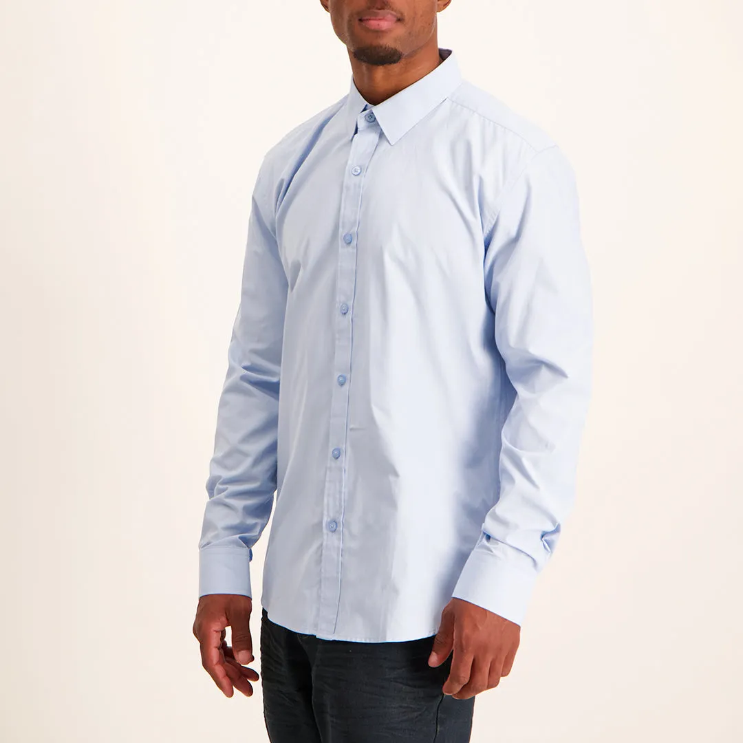 MENS ZAFF POWDER BLUE L/S SLIMFIT CORE SHIRT