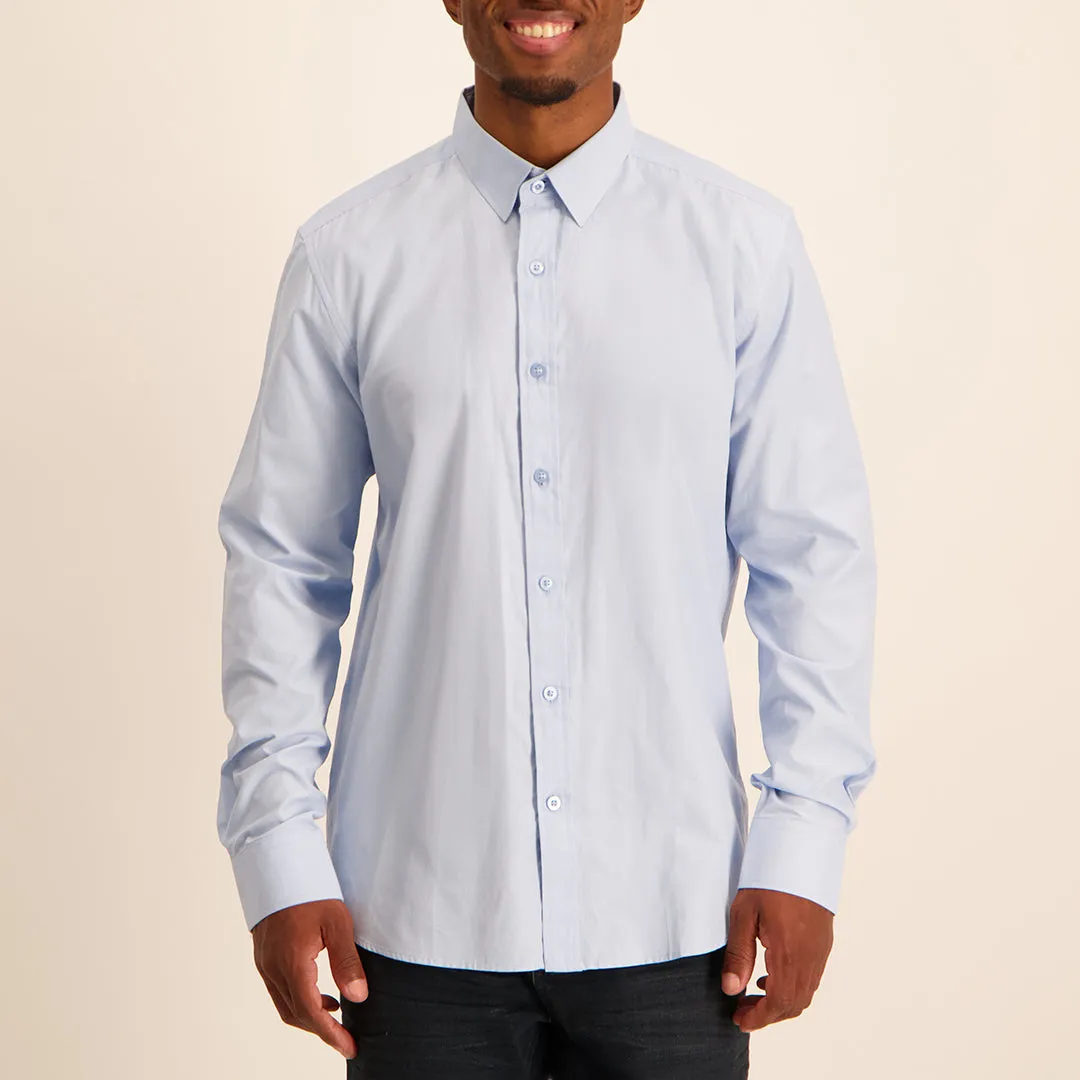 MENS ZAFF POWDER BLUE L/S SLIMFIT CORE SHIRT