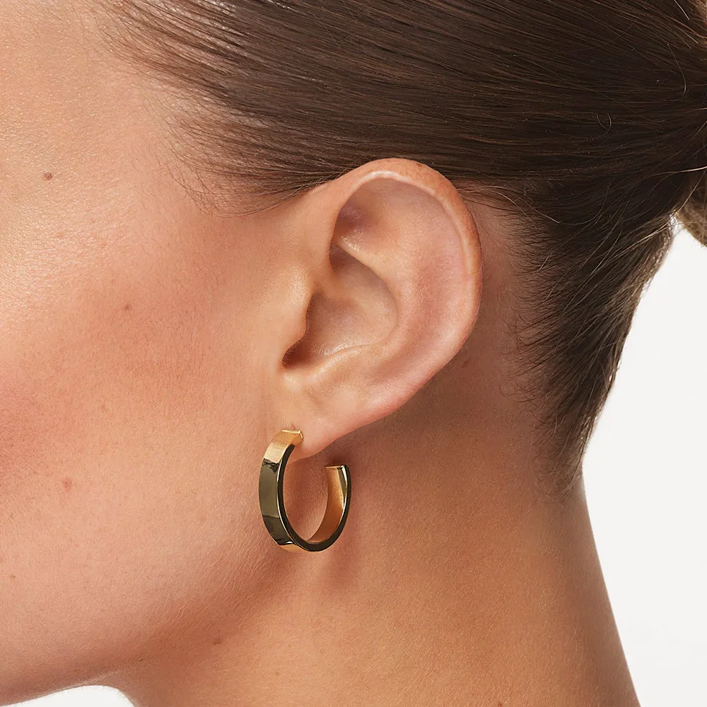 Midi Flat Hoop Earrings in  Gold