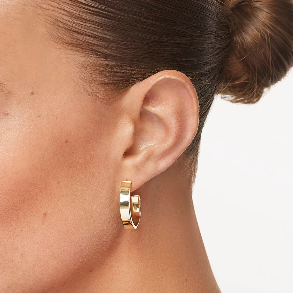 Midi Flat Hoop Earrings in  Gold