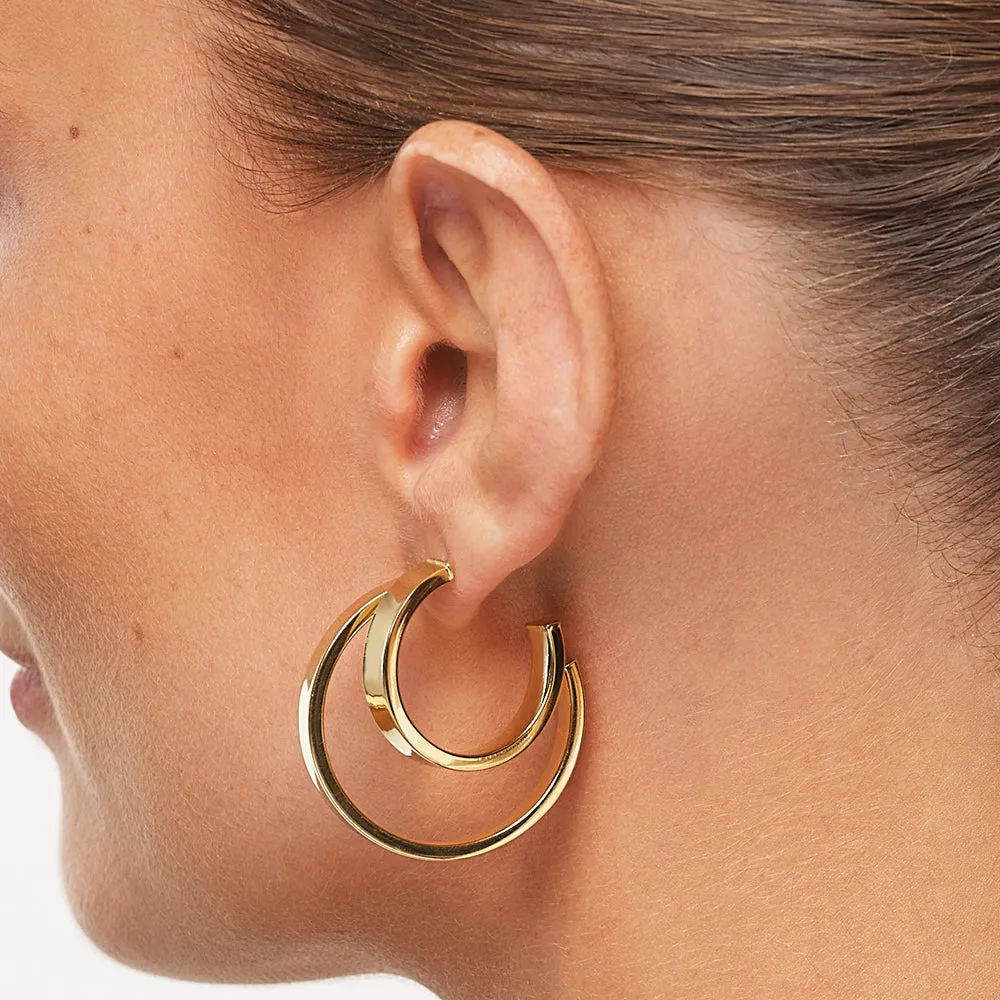 Midi Flat Hoop Earrings in  Gold