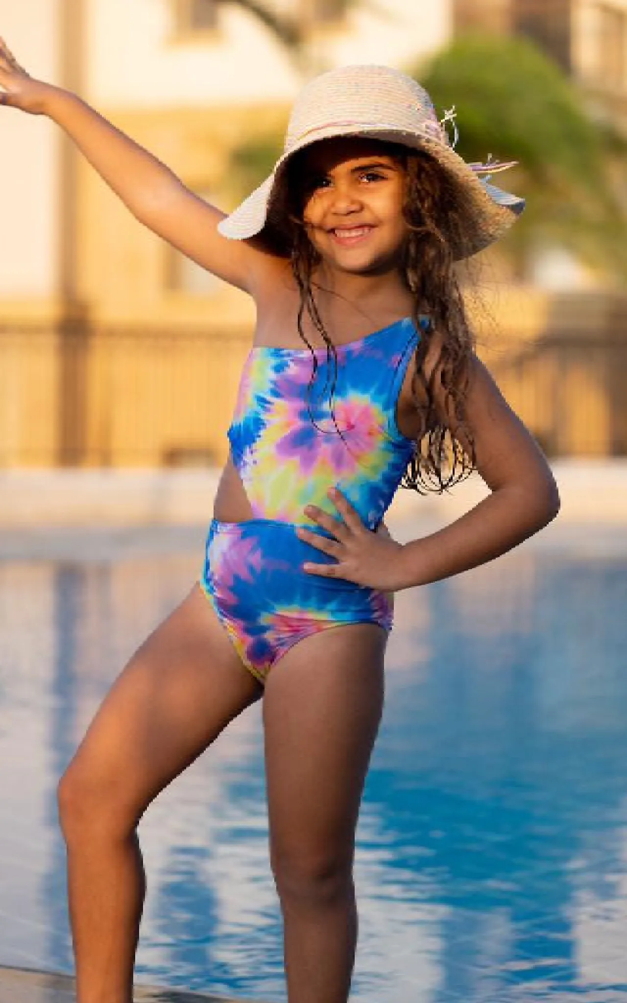 Neon Swirl cut out swimsuit