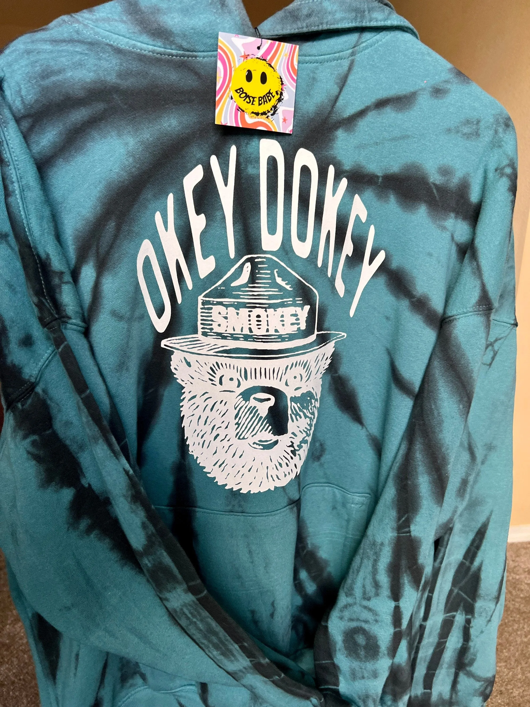 Okey Dokey Blue and Black Tie Dye Hoodie