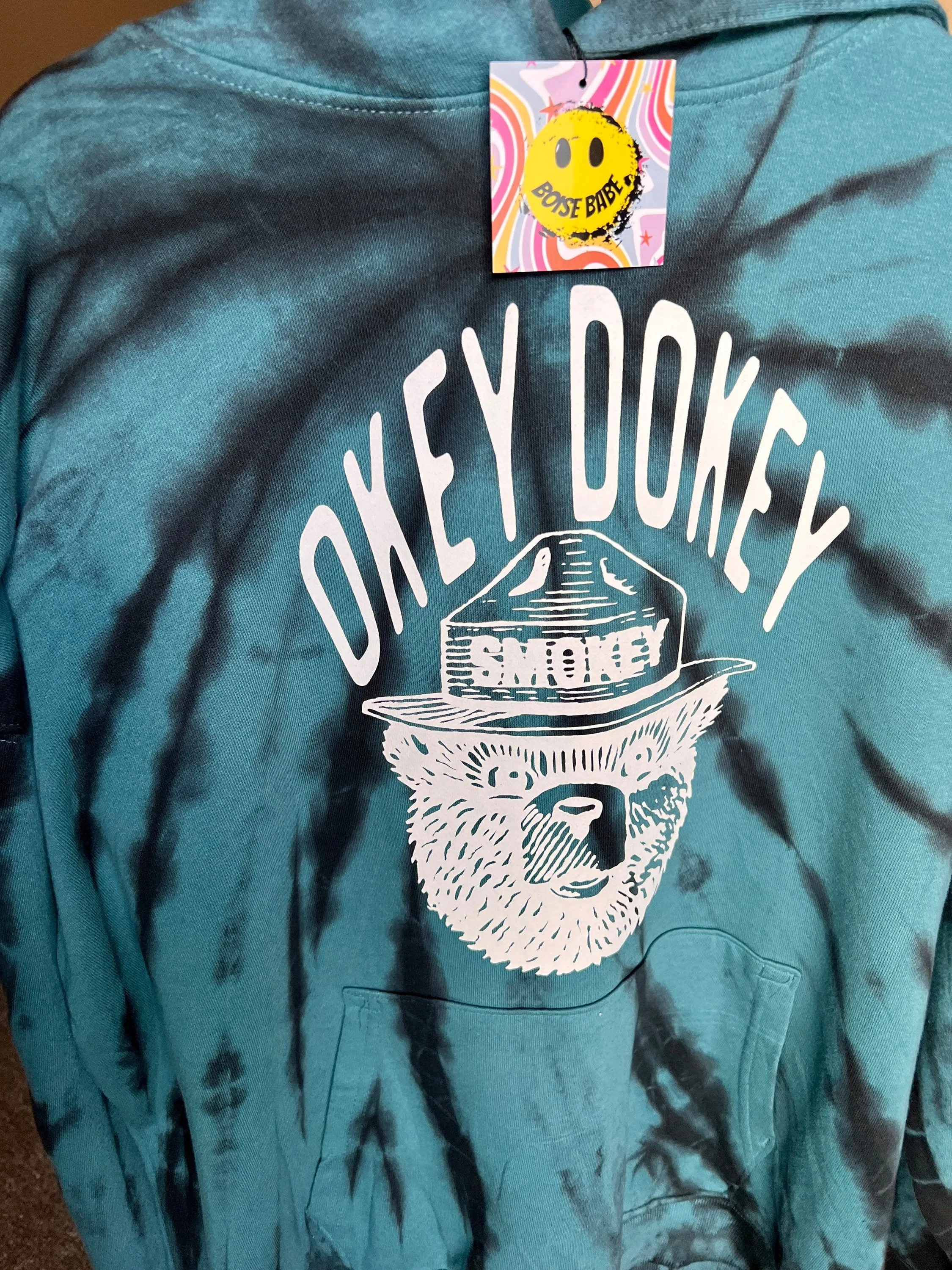 Okey Dokey Blue and Black Tie Dye Hoodie