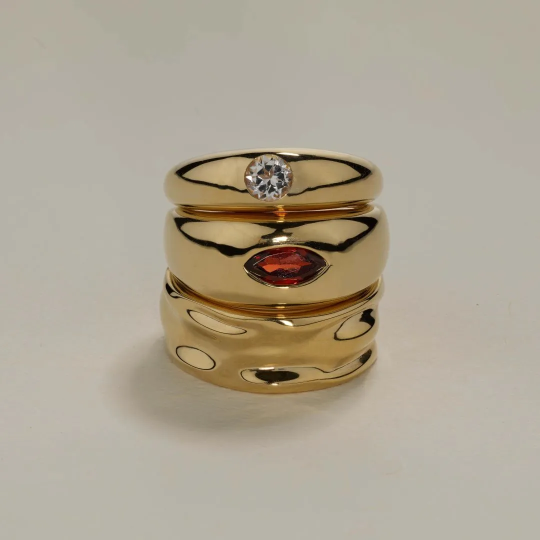 Organic Hammered Band Ring in Gold