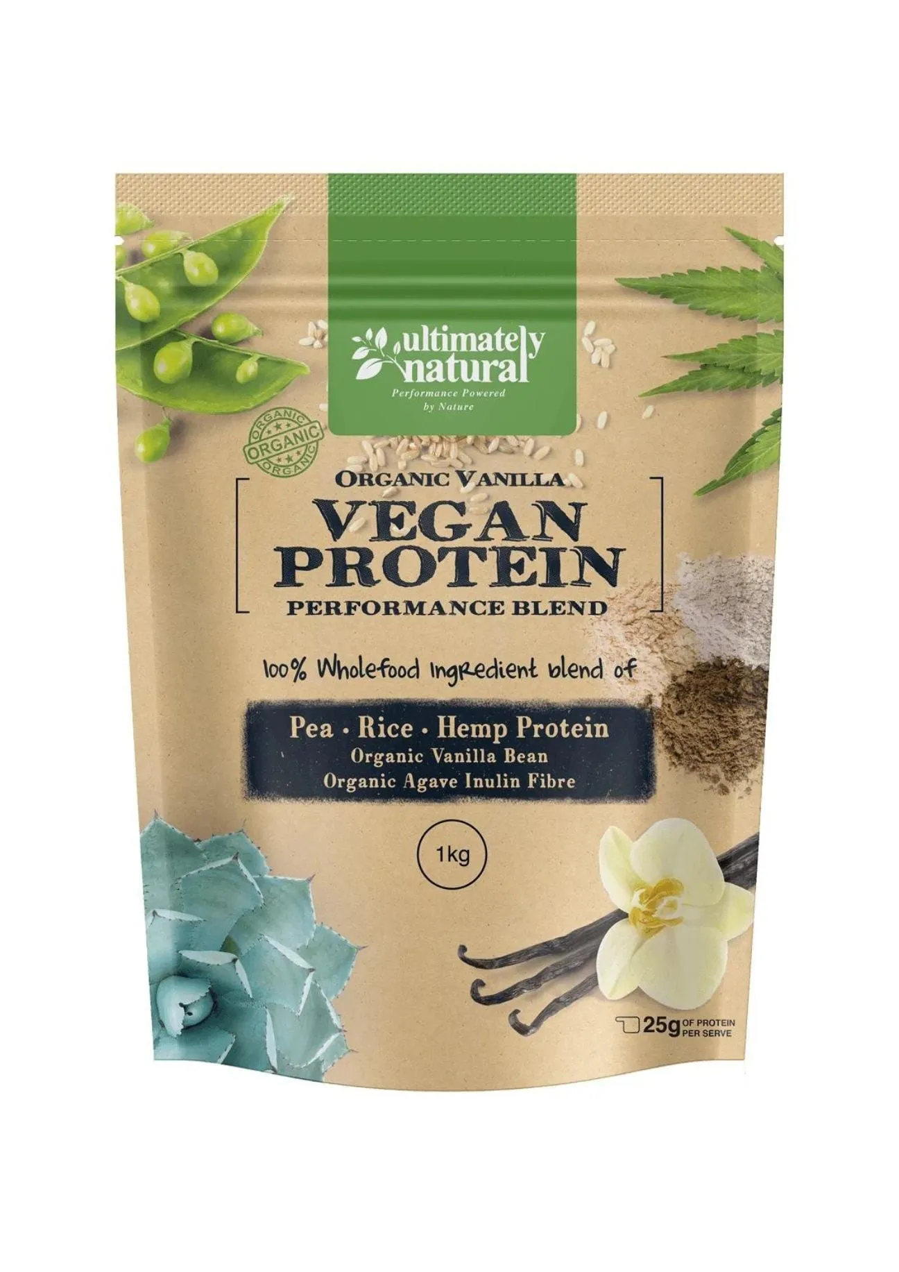 Organic Vanilla Bean Natural Vegan Protein Powder 1KG