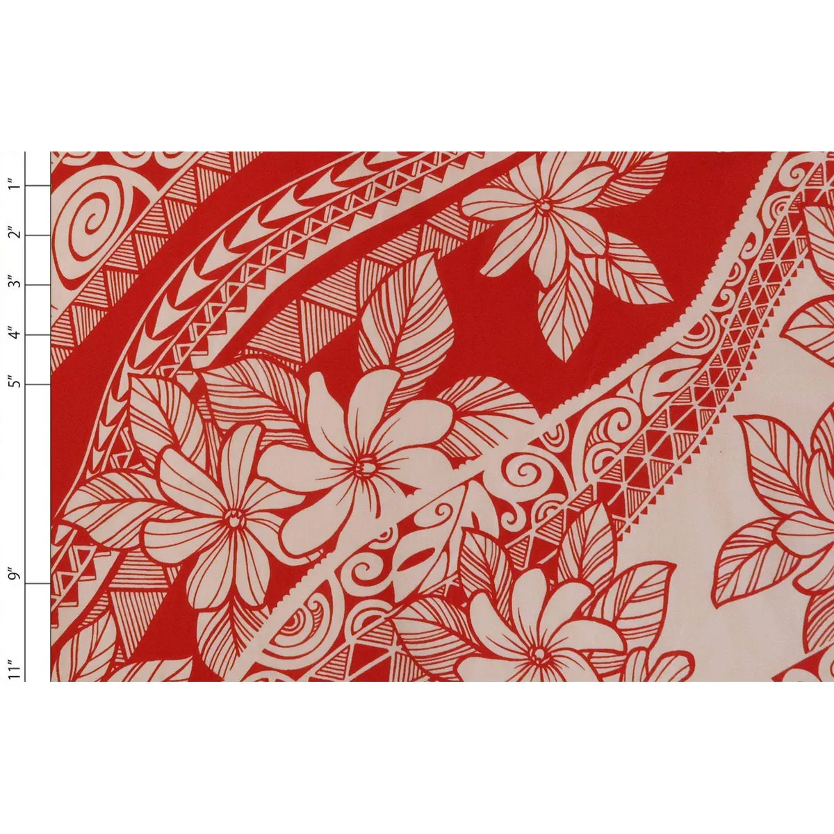 Out of Stock Polynesian Tribal Flower 100% Cotton Fabric-Red C033R