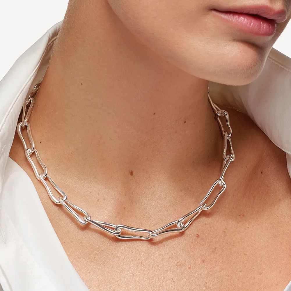 Pinched Paperclip Chain Necklace in Silver