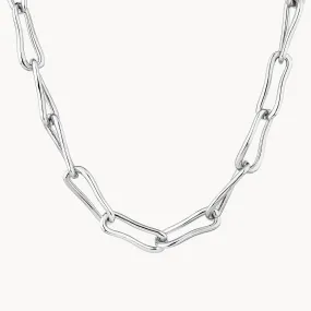 Pinched Paperclip Chain Necklace in Silver