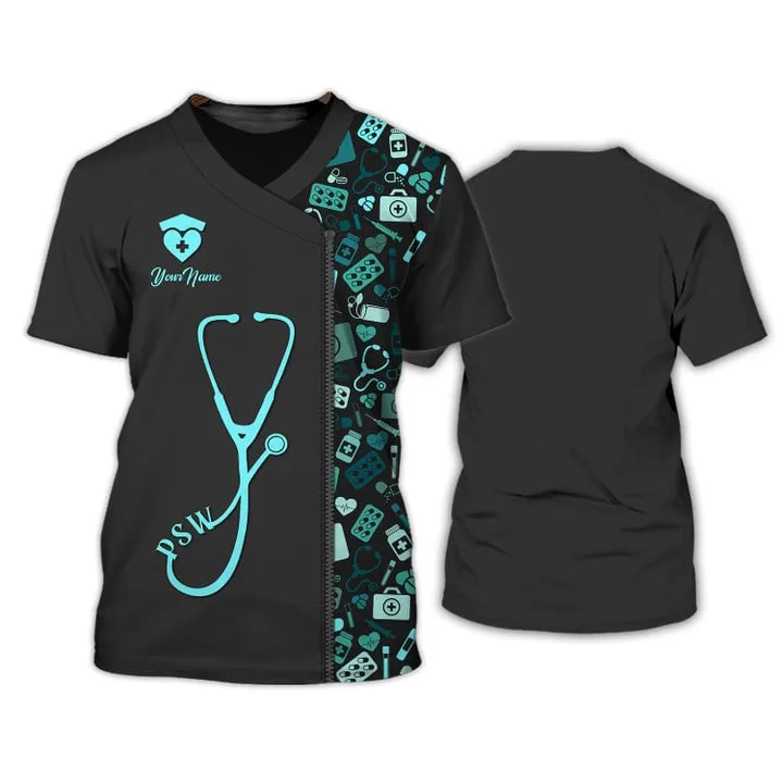 PSW Tools Pattern Shirts Medical Scrubs Clothing Custom PSW 3D Tshirt, Nurse Shirt