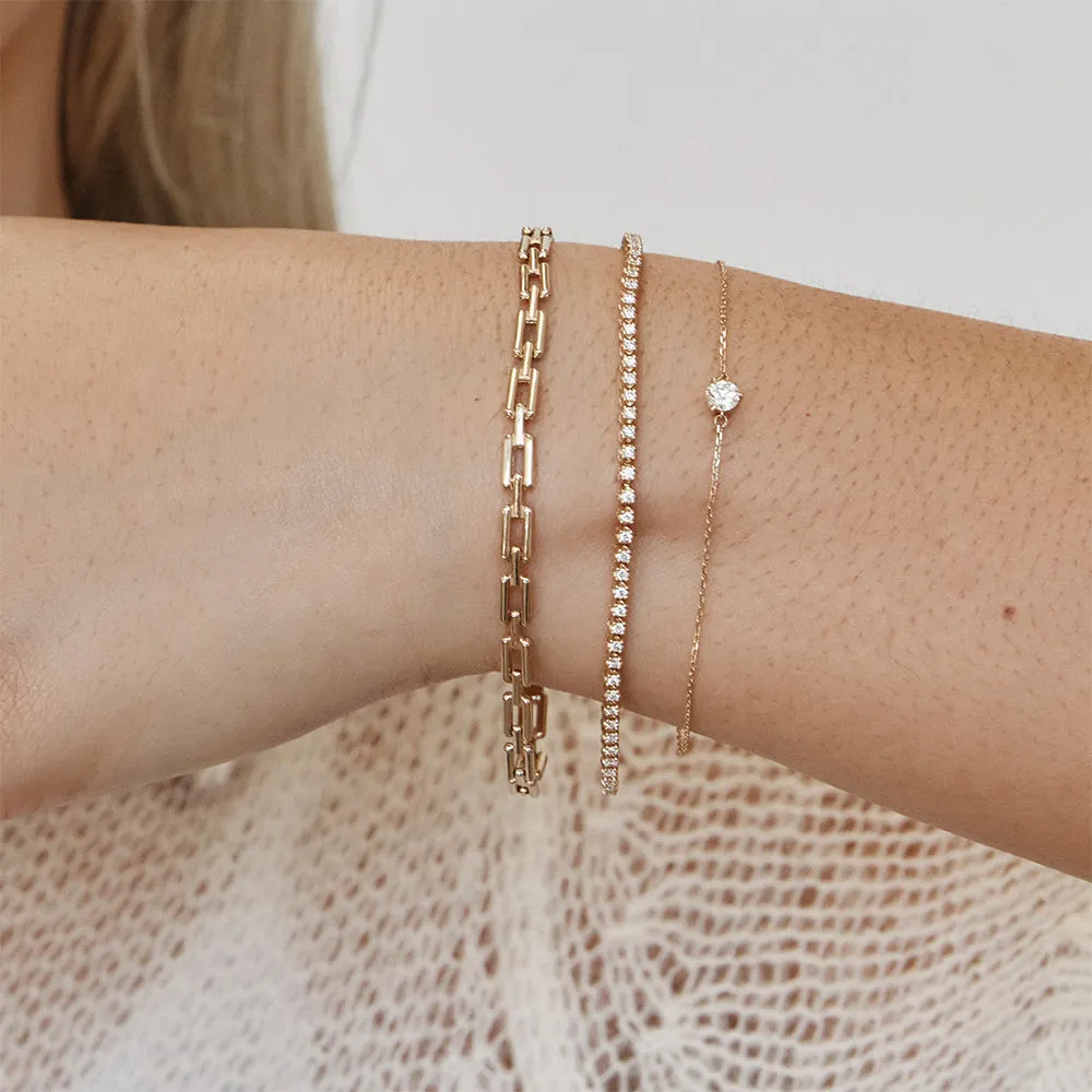 Rectangle Link Chain Bracelet in 10k Gold