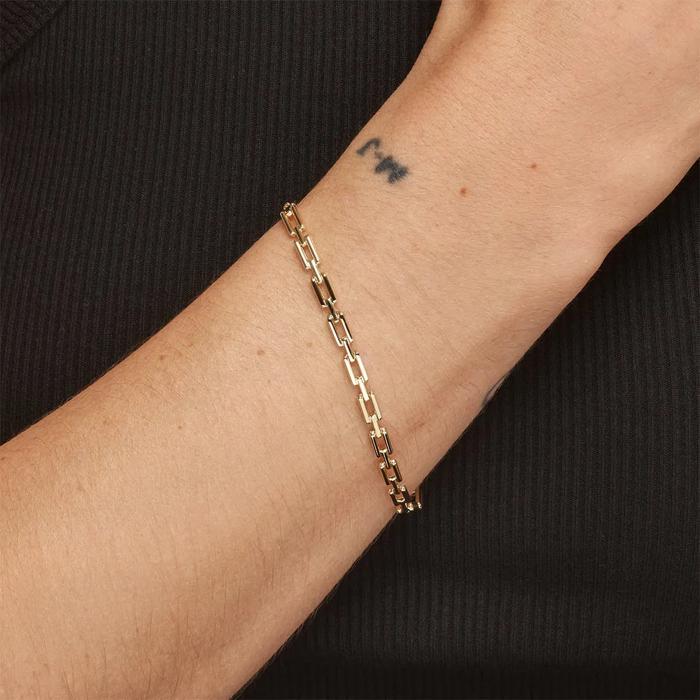 Rectangle Link Chain Bracelet in 10k Gold