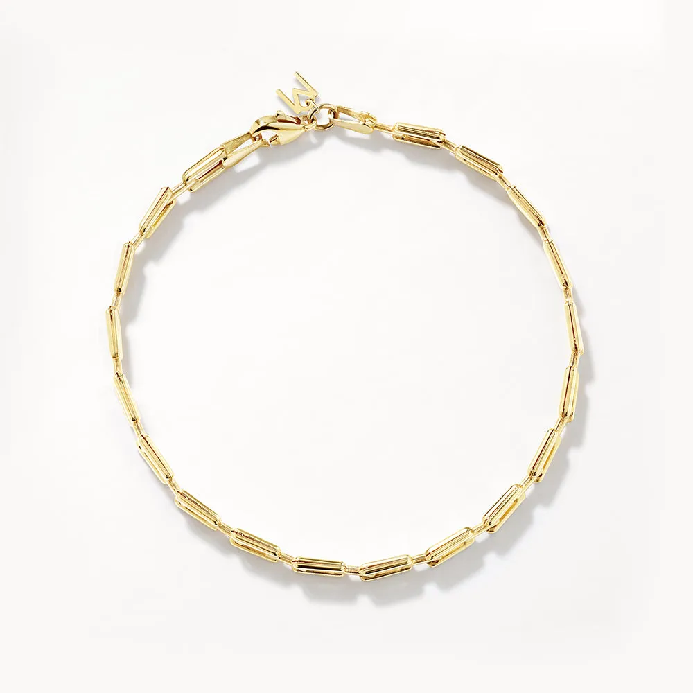 Rectangle Link Chain Bracelet in 10k Gold