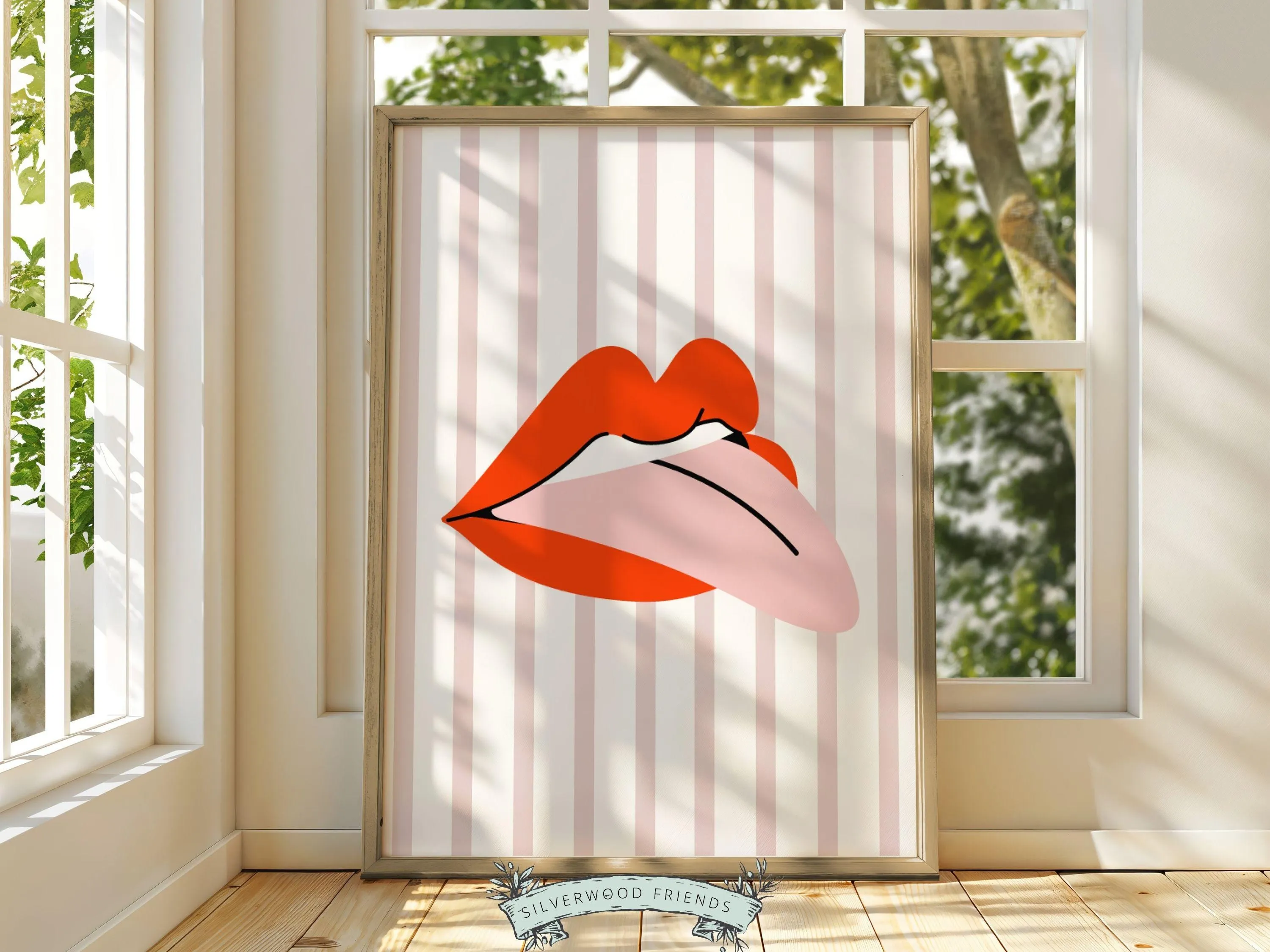 Red Lipstick Lips Print - 003