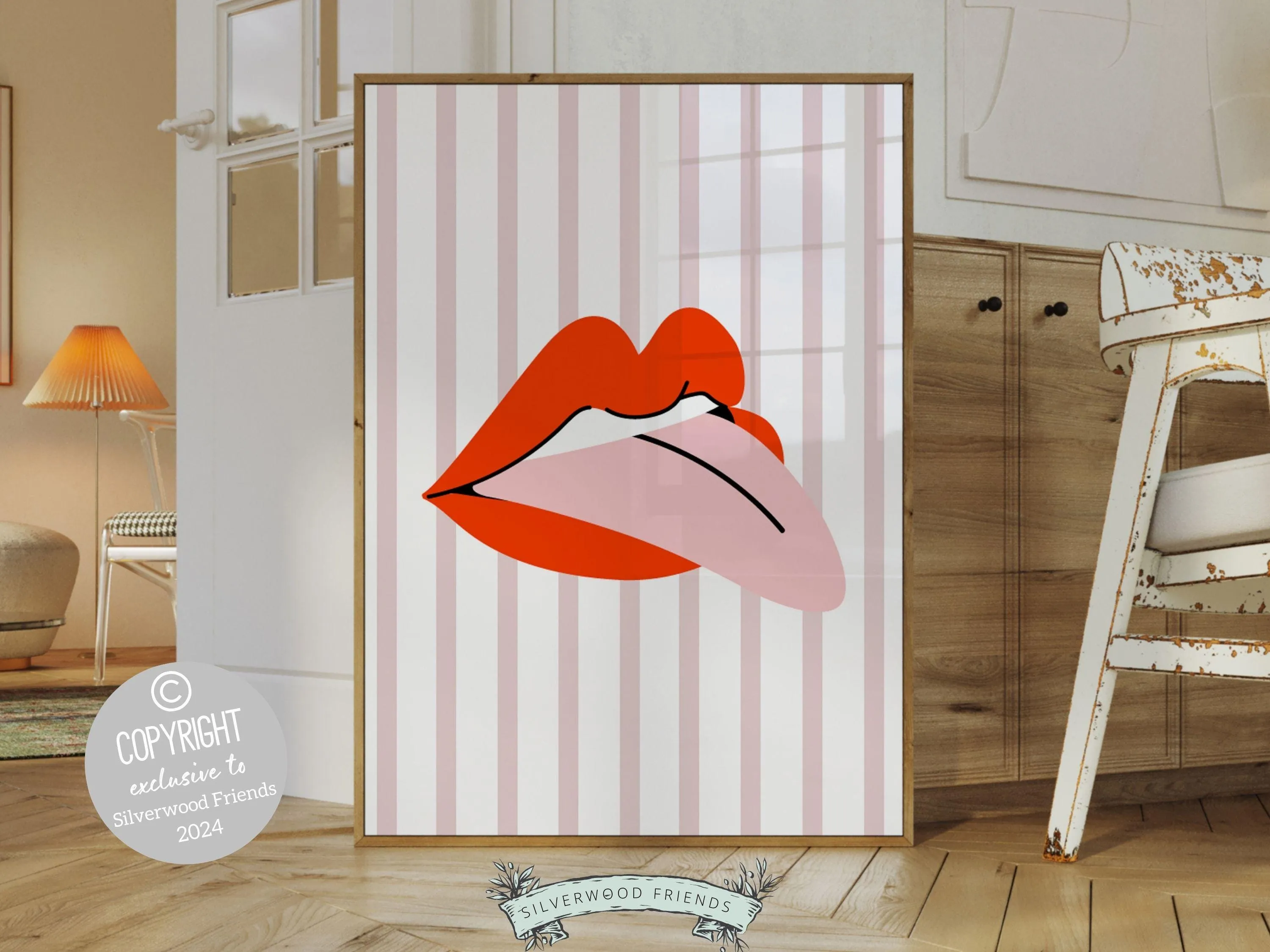 Red Lipstick Lips Print - 003